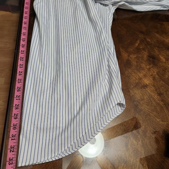 Lands' End Shirt Mens 16.5 32 Blue Striped Button Down No Iron Nautical Gorpcore - Picture 11 of 11